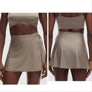 Lululemon Satin Ballet High-Rise Wrap Skirt Warm Ash Grey